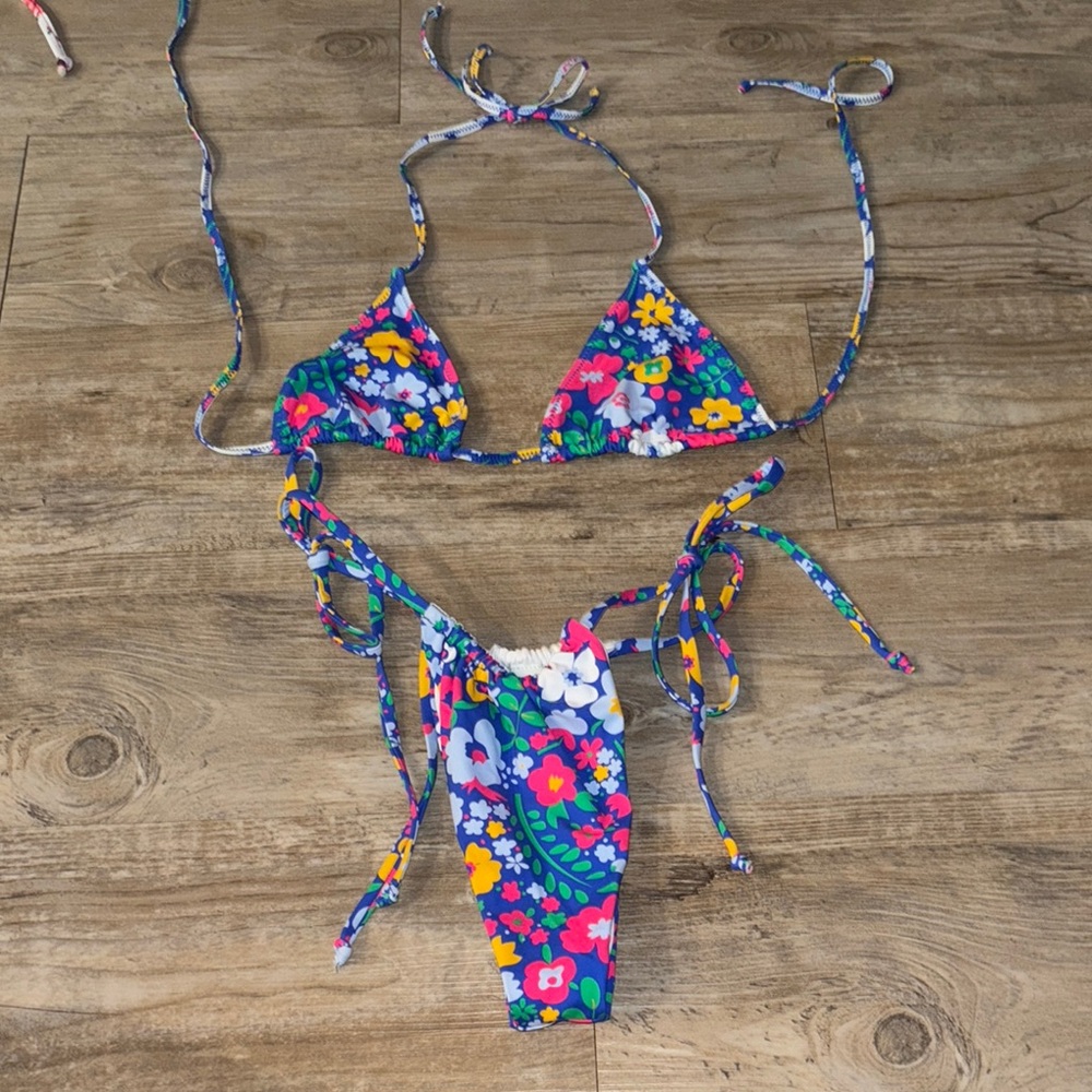 Floral Blue Bikini Set